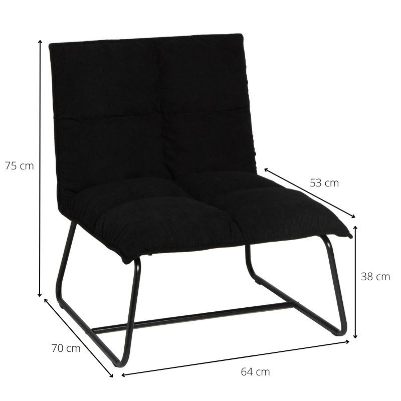 Fauteuil Olivia - zwart - 70x64x75 cm 