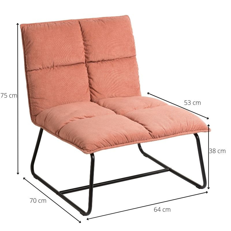 Fauteuil Olivia - oudroze - 70x64x75 cm 