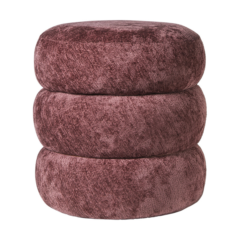 Opbergpoef bubbles - bordeauxrood - ø41x41 cm