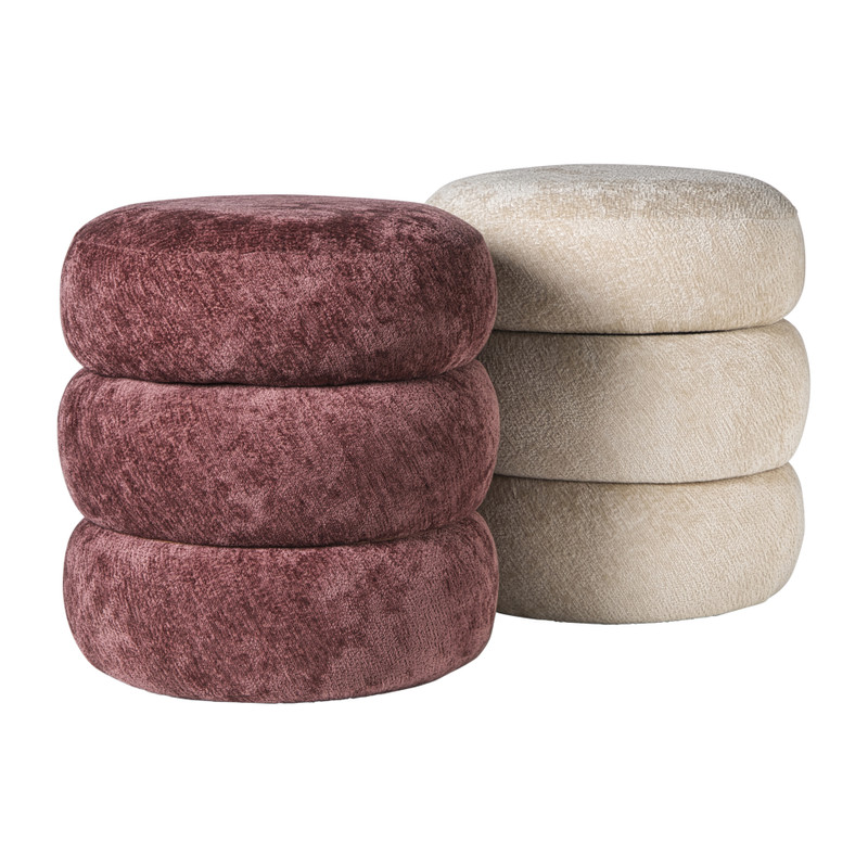 Opbergpoef bubbles - bordeauxrood - ø41x41 cm