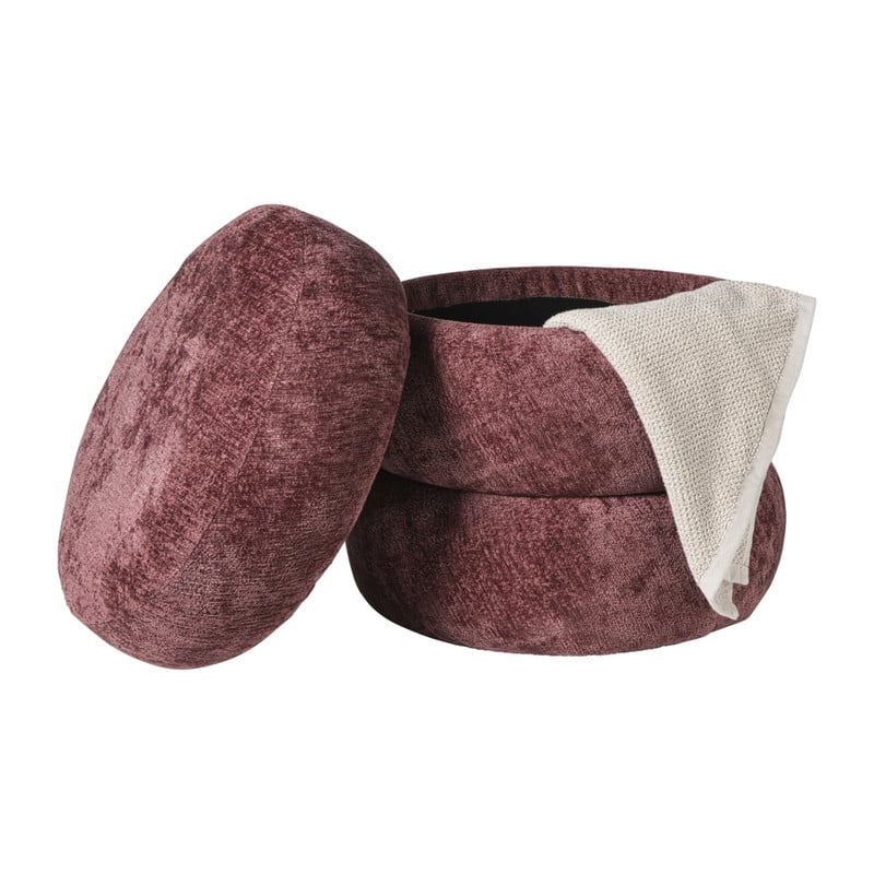 Opbergpoef bubbles - bordeauxrood - ø41x41 cm