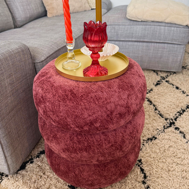 Opbergpoef bubbles - bordeauxrood - ø41x41 cm