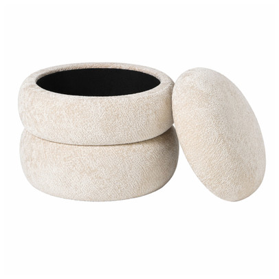 Opbergpoef bubbles - beige - ø41x41 cm