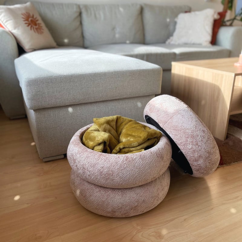 Opbergpoef bubbles - taupe - ø41x41 cm