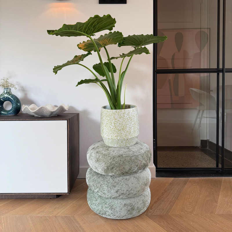 Opbergpoef bubbles - lichtgroen - ø41x41 cm