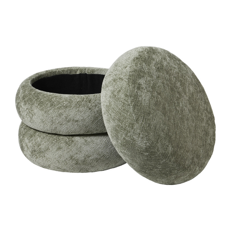 Opbergpoef bubbles - lichtgroen - ø41x41 cm