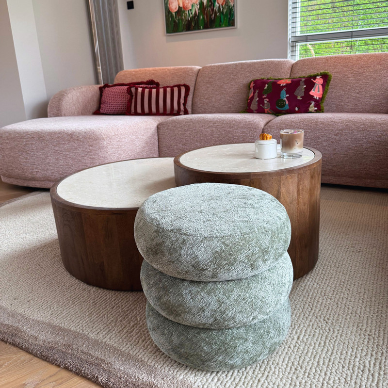 Opbergpoef bubbles - lichtgroen - ø41x41 cm