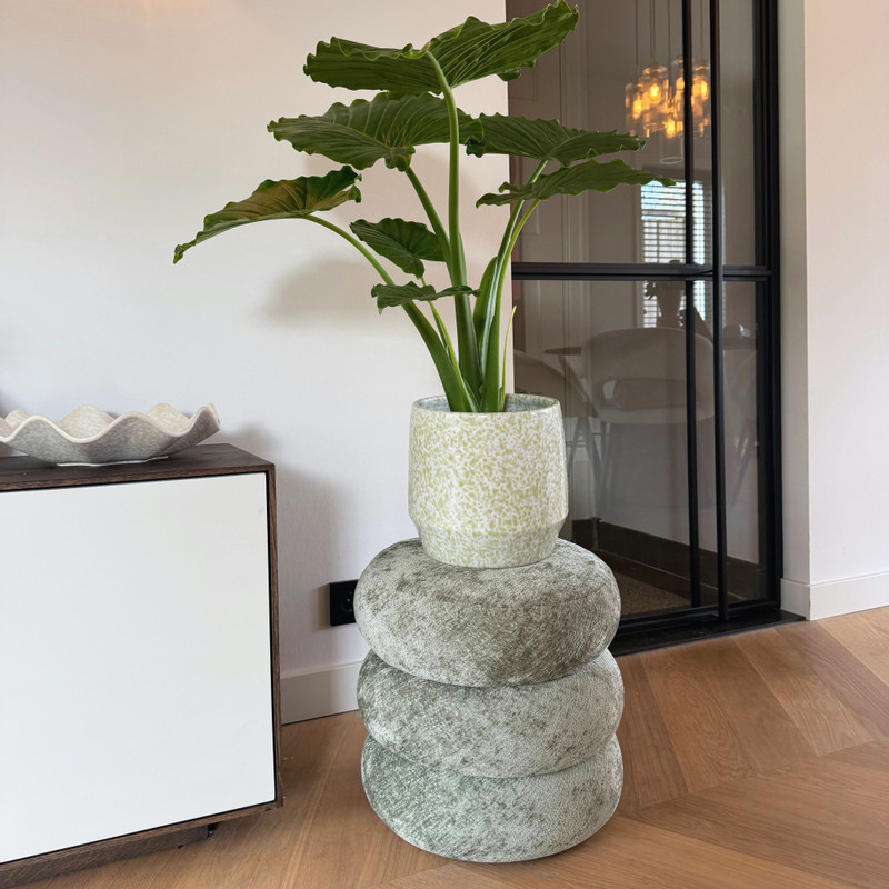 Opbergpoef bubbles - lichtgroen - ø41x41 cm