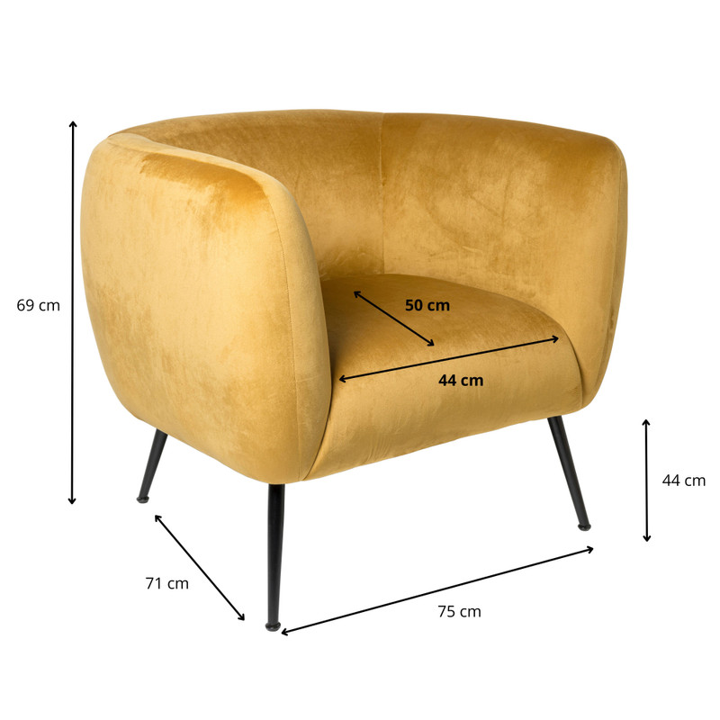 Armfauteuil Frida - geel - 69x75x71 cm