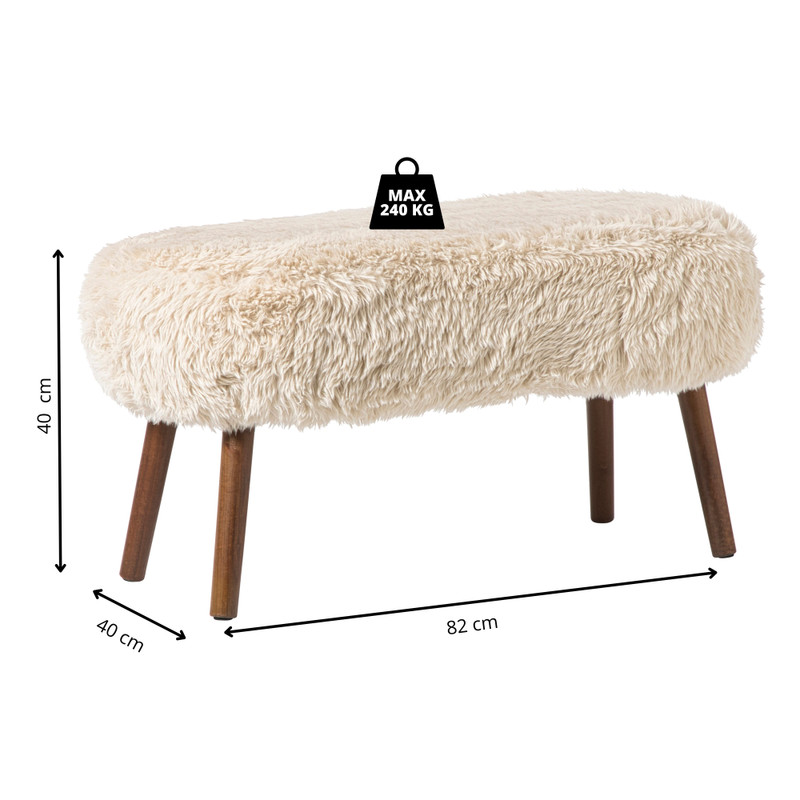 Bankje beatle - beige/bruin - 40x82x40 cm