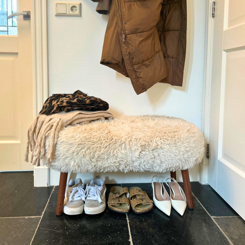 Bankje beatle - beige/bruin - 40x82x40 cm