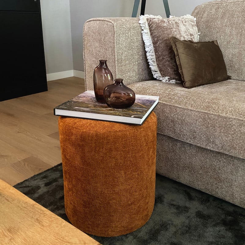 Poef Debby  - bruin - ø35x40 cm