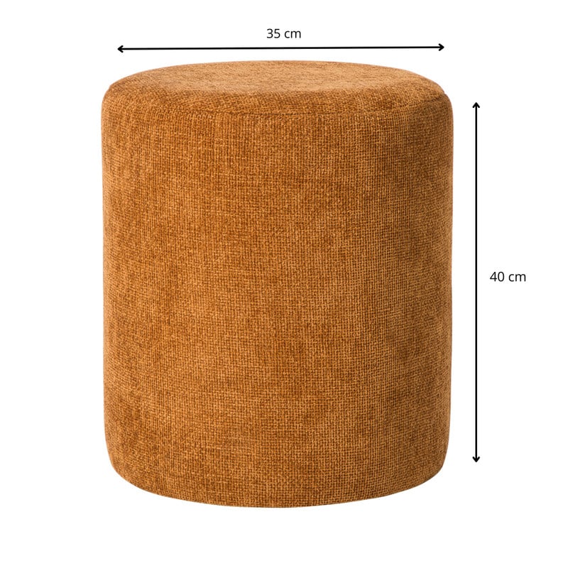 Poef Debby  - bruin - ø35x40 cm