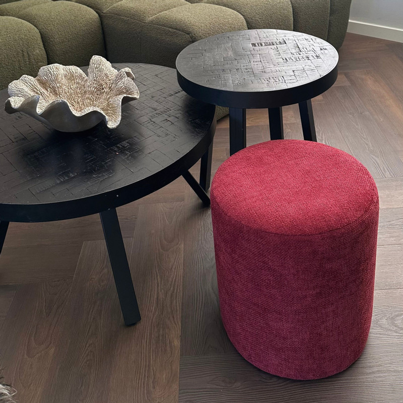 Poef Debby - bordeauxrood - ø35x40 cm