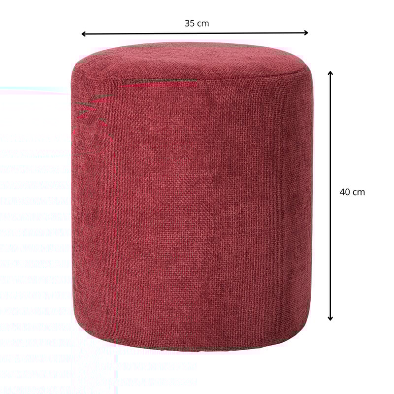 Poef Debby - bordeauxrood - ø35x40 cm