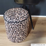 Poef luipaard - zwart/beige - ø35x40 cm