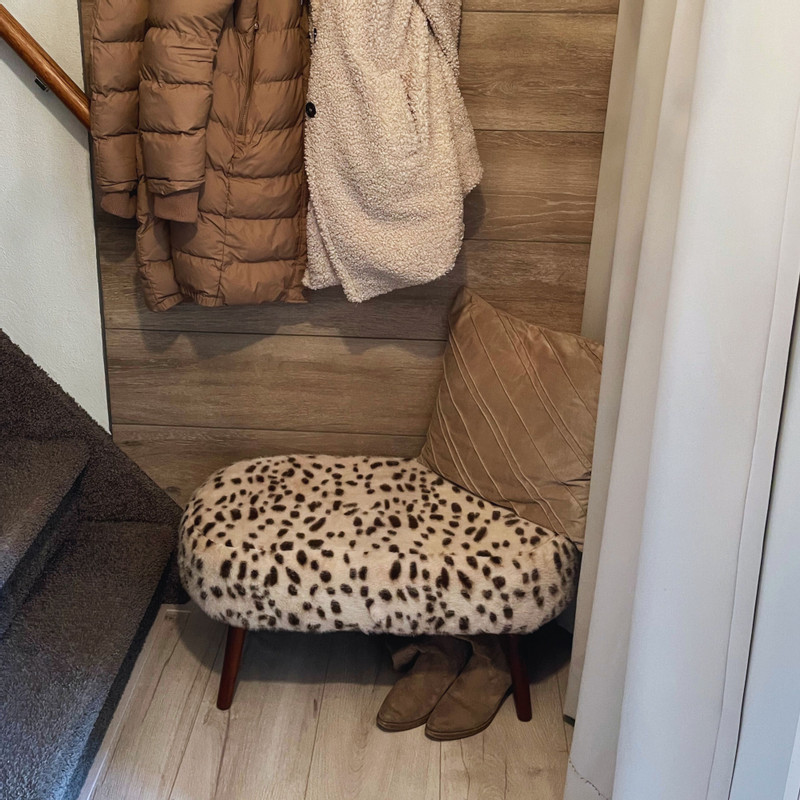 Bankje sneeuwluipaard - zwart/wit -  40x82x40 cm