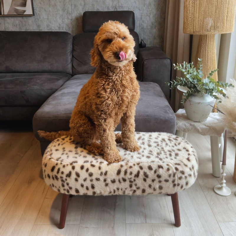 Bankje sneeuwluipaard - zwart/wit -  40x82x40 cm