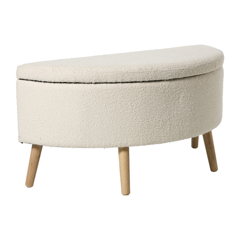 Opbergbank ovaal - beige - 47x100x42 cm