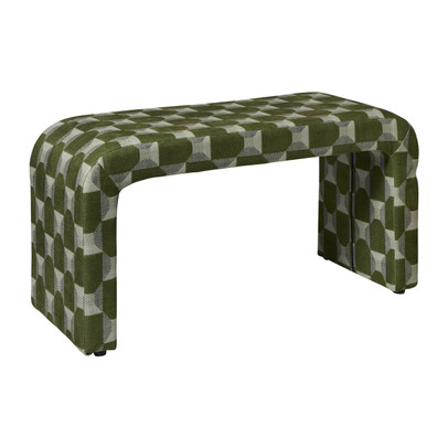 Bankje grafisch - groen/beige - 49x100x36 cm