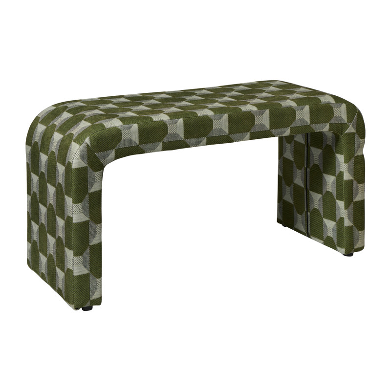 Bankje grafisch - groen/beige - 49x100x36 cm