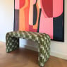 Bankje grafisch - groen/beige - 49x100x36 cm
