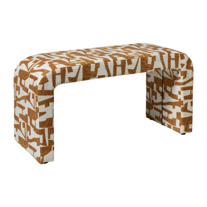 Bankje grafisch - geel/beige -  49x100x36 cm