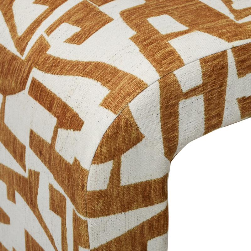 Bankje grafisch - geel/beige -  49x100x36 cm