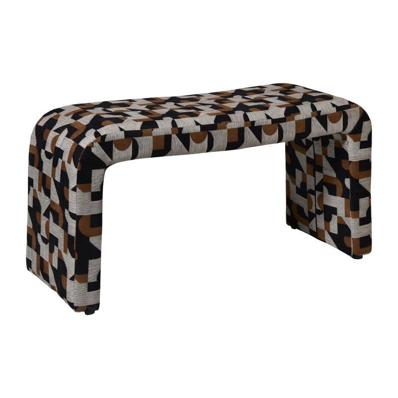 Bankje grafisch - zwart/beige - 49x100x36 cm
