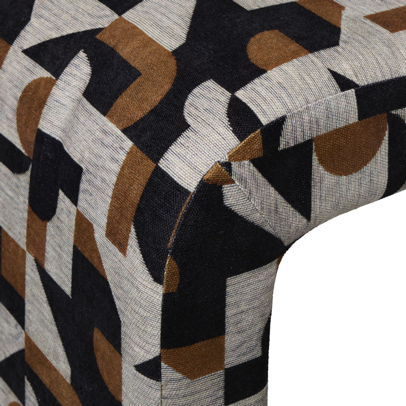 Bankje grafisch - zwart/beige - 49x100x36 cm