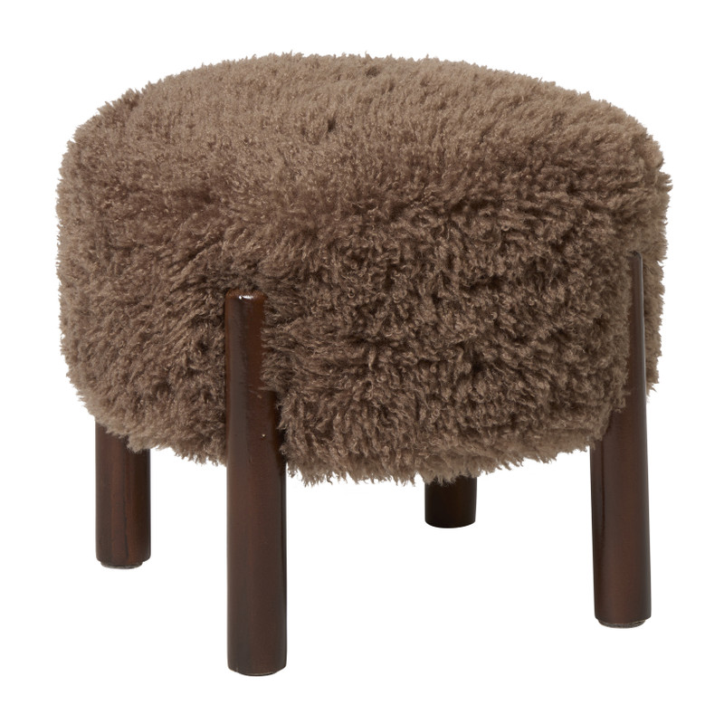 Poef beatle - grijs/bruin - ø40x35 cm