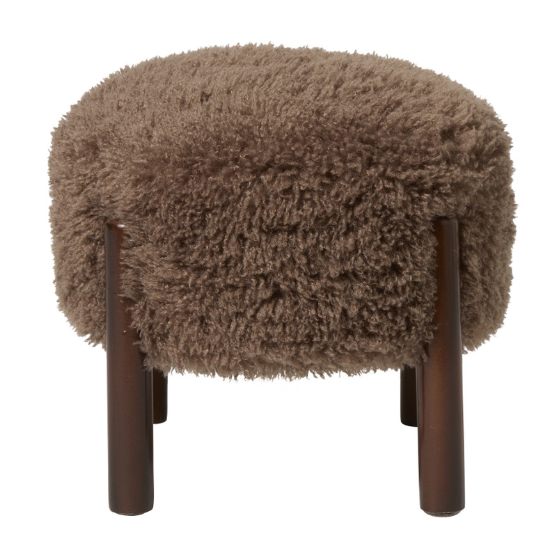 Poef beatle - grijs/bruin - ø40x35 cm