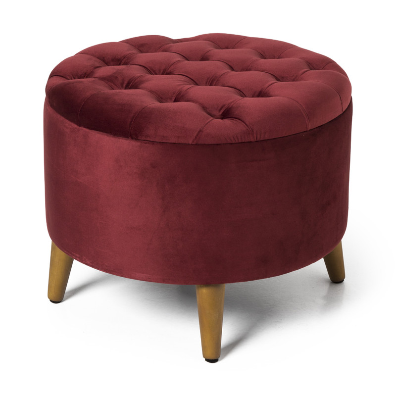 Opbergpoef rond - rood - 50x40 cm