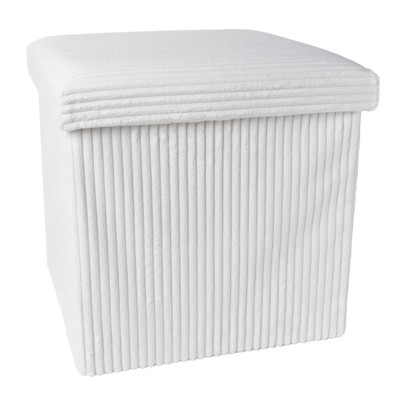 Opbergbox teddy rib vierkant - wit - 38x38x38 cm