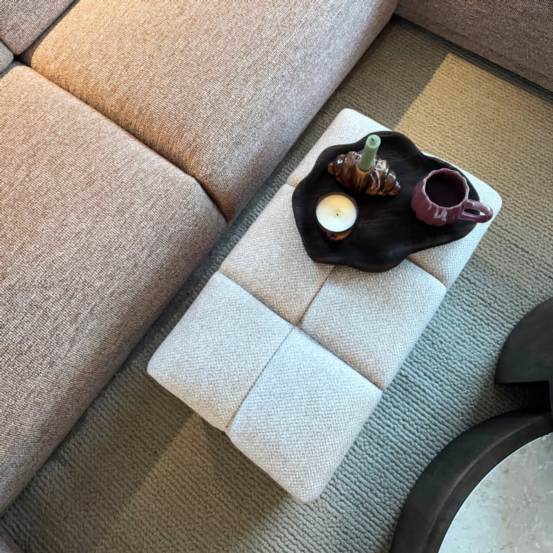 Poef chenille - beige - 38x66x38 cm