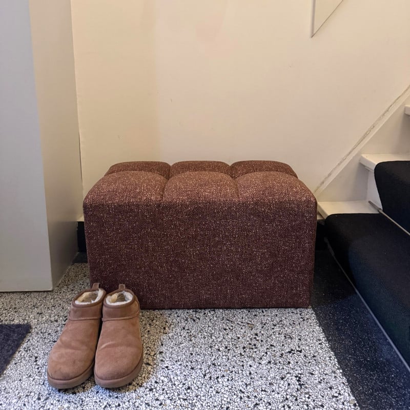 Poef chenille - bruin - 38x66x38 cm