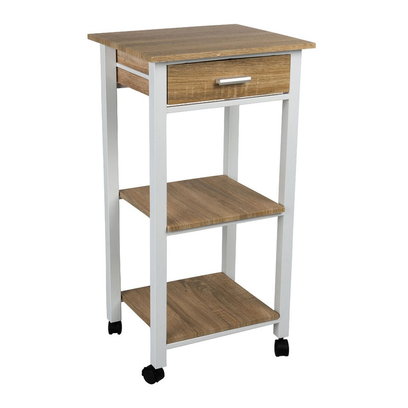 Serveerwagen - 3 plateaus en 1 lade - 42x37x81 cm 