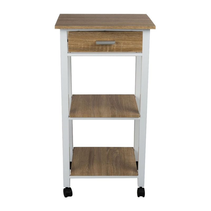 Serveerwagen - 3 plateaus en 1 lade - 42x37x81 cm 