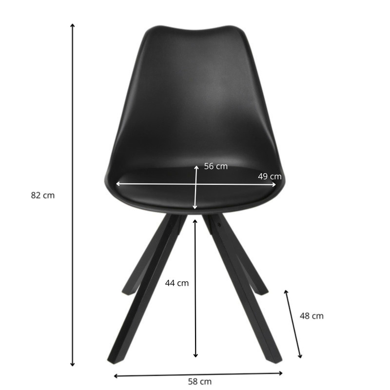 Eetkamerstoel Olympic - zwart - 82x58x48 cm