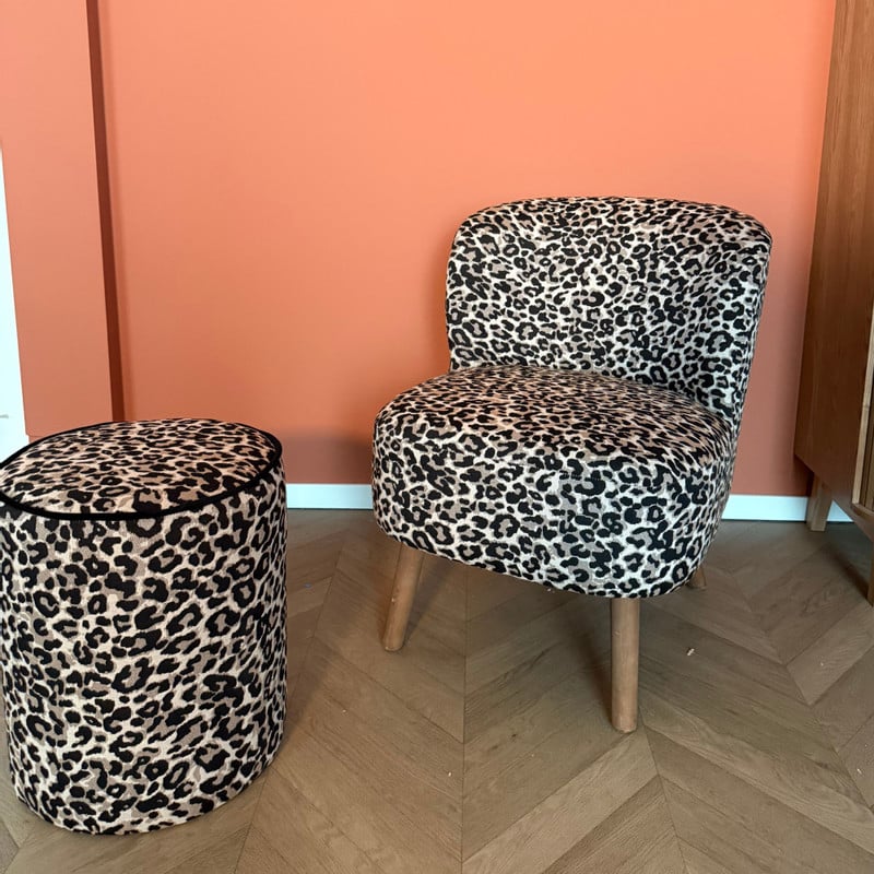 Fauteuil luipaard - bruin - 69x66x56 cm