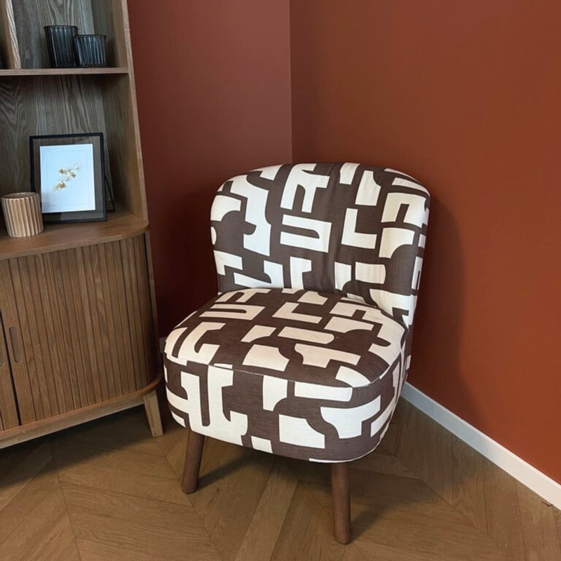 Fauteuil japandi - beige - 69x66x56 cm