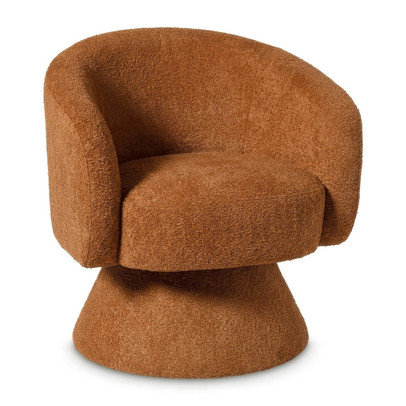 Draaifauteuil bouclé - bruin - 74x68x66 cm