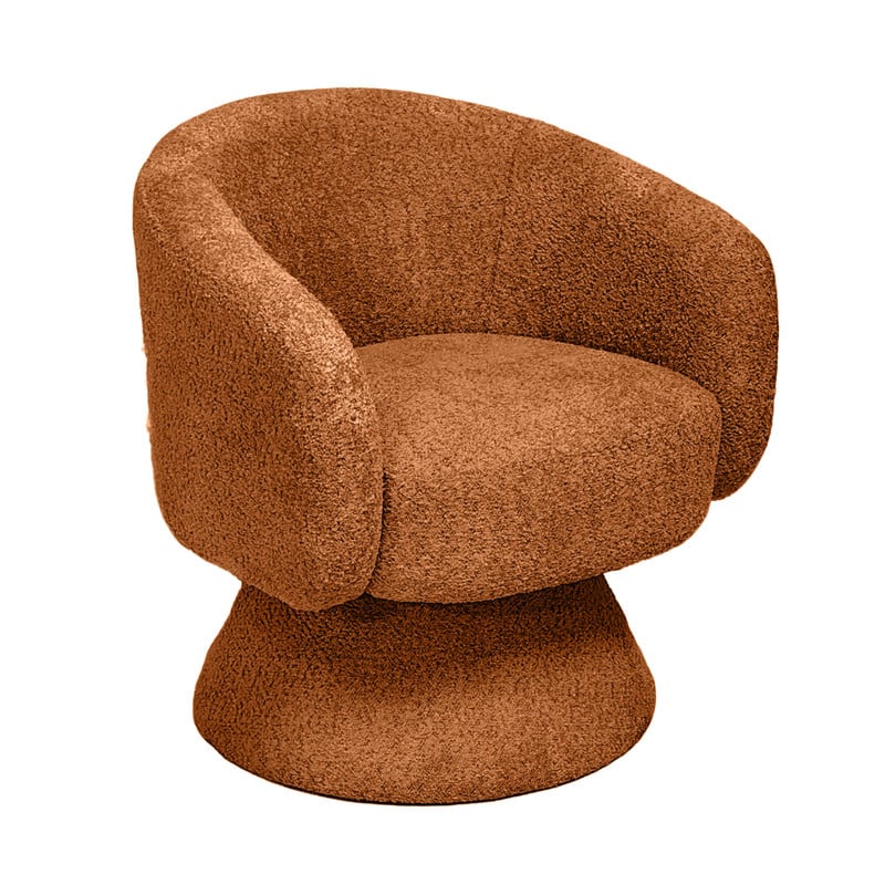 Draaifauteuil bouclé - bruin - 74x68x66 cm
