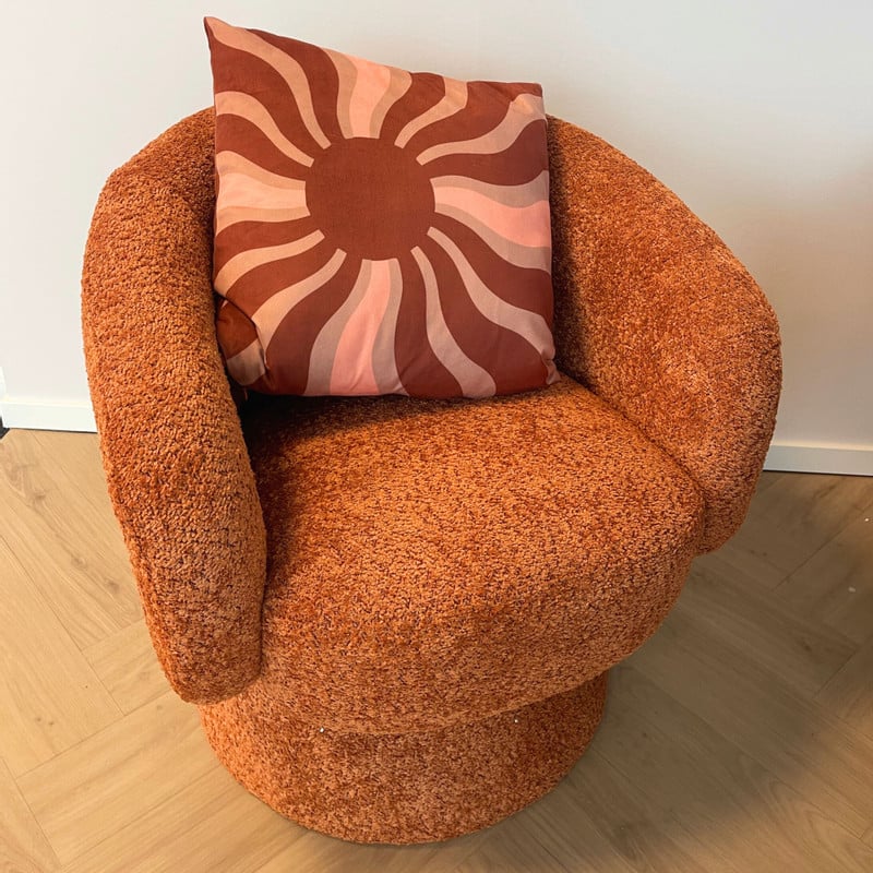 Draaifauteuil bouclé - bruin - 74x68x66 cm