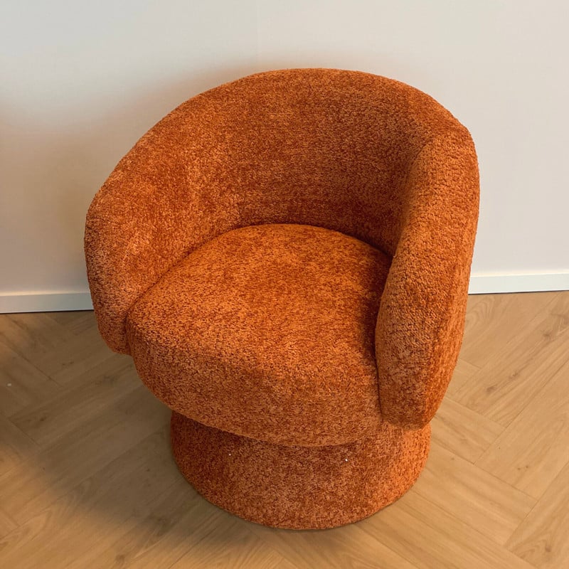 Draaifauteuil bouclé - bruin - 74x68x66 cm