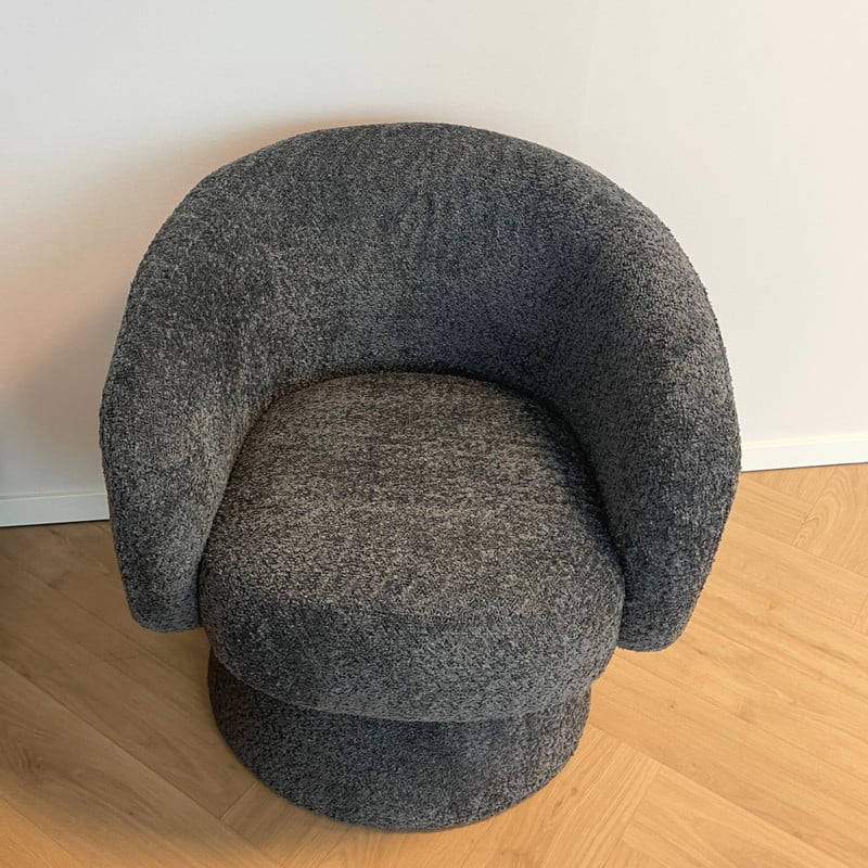 Draaifauteuil bouclé - zwart - 74x68x66 cm