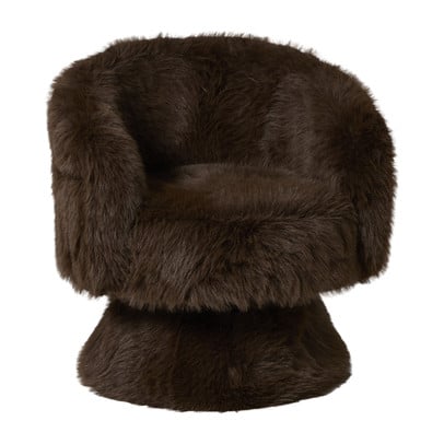 Draaifauteuil fluffy - bruin - 74x68x66 cm