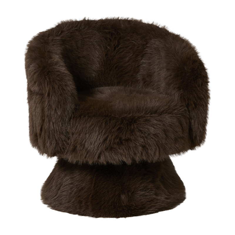 Draaifauteuil fluffy - bruin - 74x68x66 cm