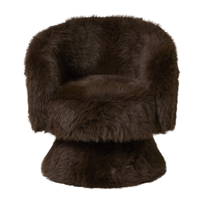 Draaifauteuil fluffy - bruin - 74x68x66 cm