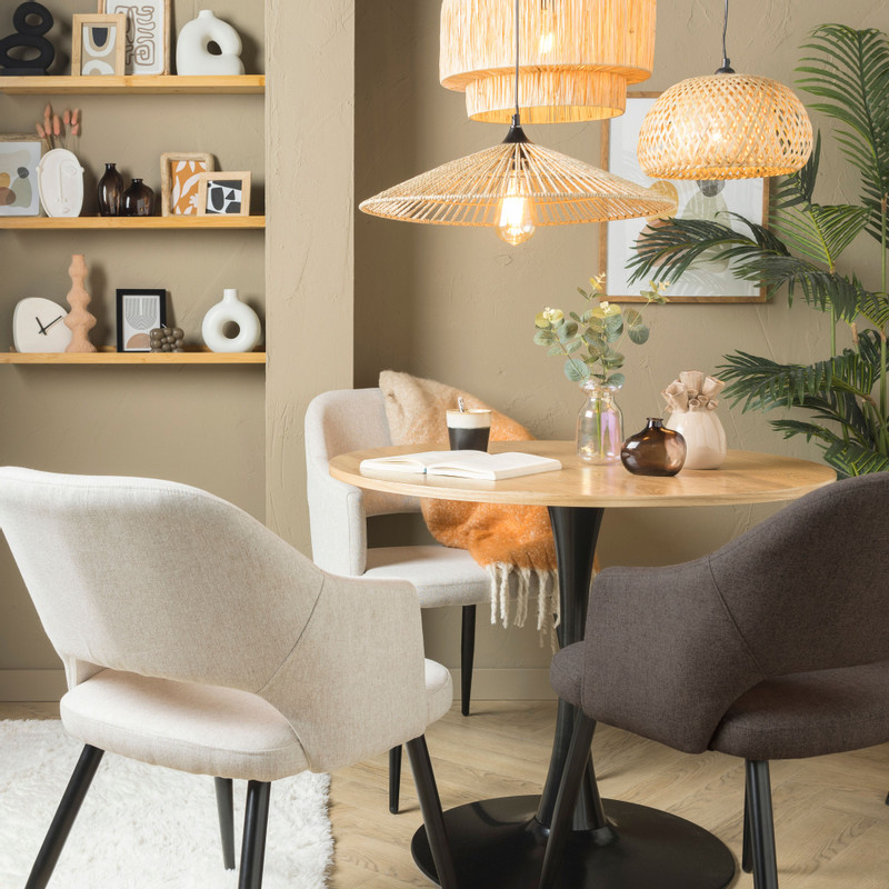 Eetkamerstoel Leonardo met armleuning - beige - 81x62.5x56 cm